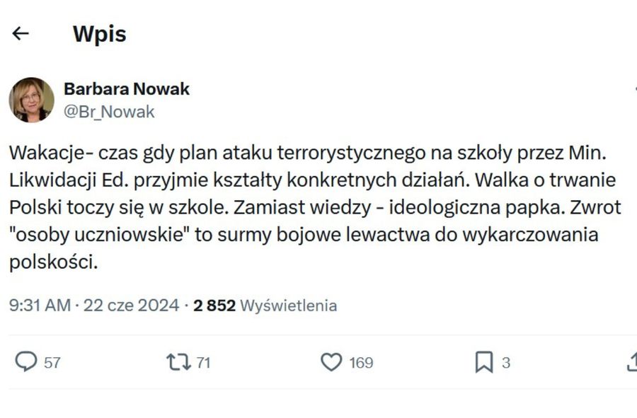 Barbara Nowak o atakach terrorystycznych na szkoły