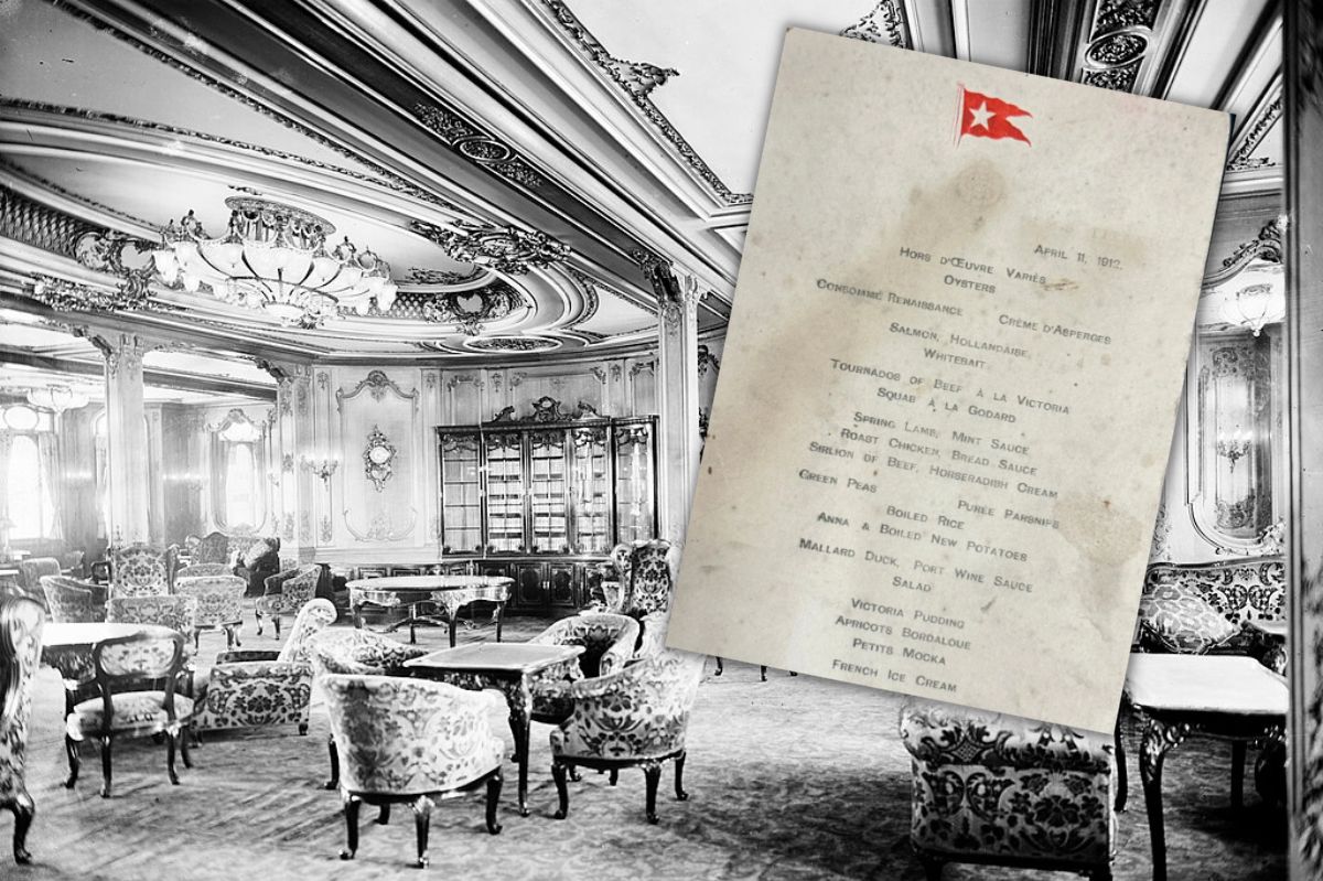 The picture shows the first class lounge in RMS Olympic, Titanic's sister ship.