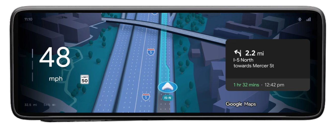 Mapa Google w systemie samochodzie z Google built-in