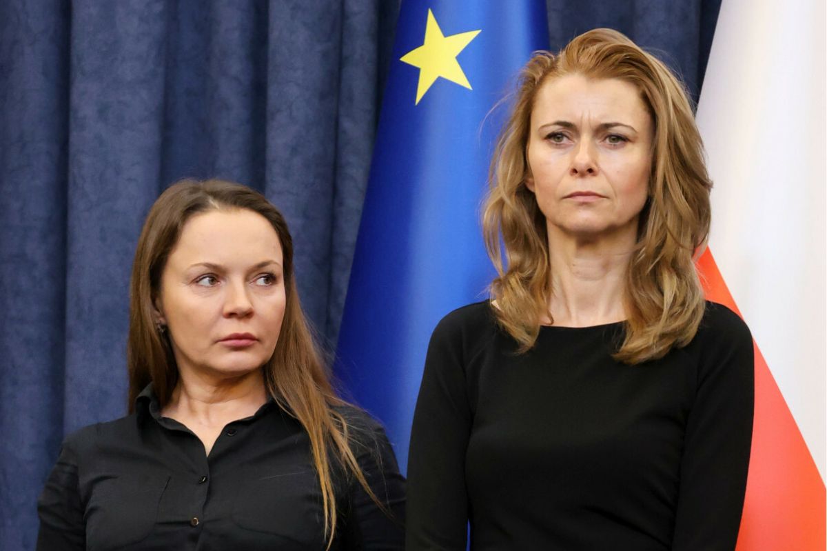 Barbara Kamińska i Roma Wąsik towarzyszyły prezydentowi podczas przemówienia