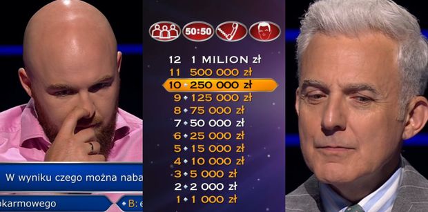 W "Milionerach" padło pytanie za PÓŁ MILIONA ZŁOTYCH! Uczestnik musiał zrezygnować. A Wy znalibyście odpowiedź?