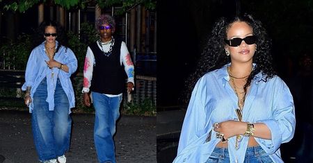 Wyluzowani Rihanna i ASAP Rocky w niezobowiązujących stylizacjach spacerują po parku o 4 NAD RANEM (ZDJĘCIA)