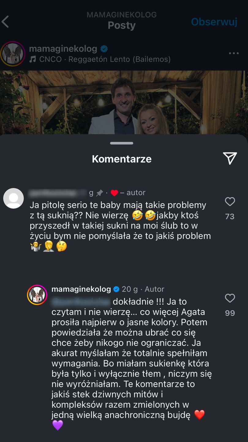 Mama Ginekolog tłumaczy się z sukienki na ślubie przyjaciół