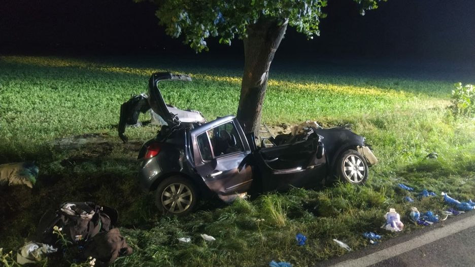 Auto roztrzaskane na drzewie. Zginął 20-latek