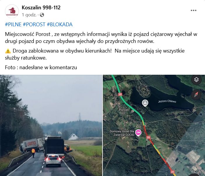 Wypadek na drodze nr 25