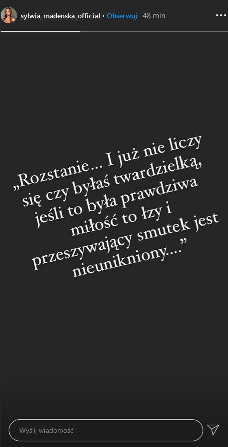 Sylwia Madeńska przeżywa rozstanie z Mikołajem