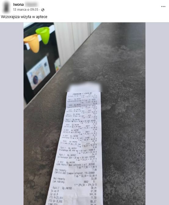 Pokazała, ile wydała w aptece.