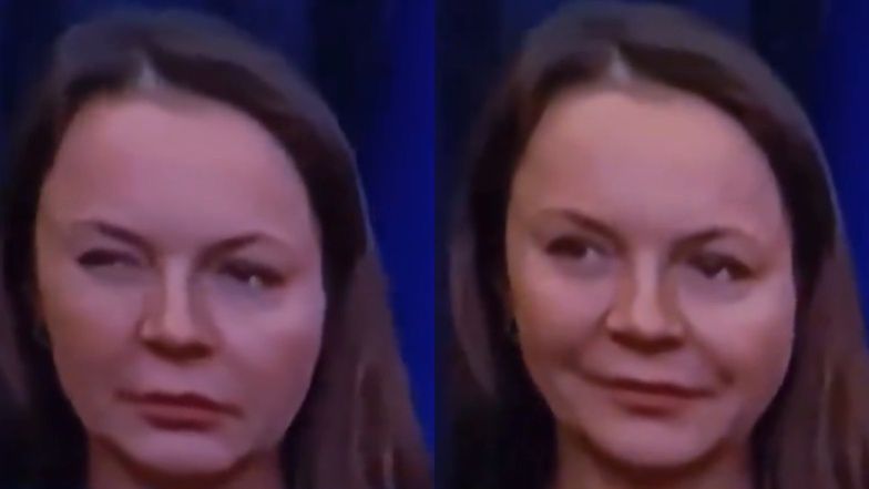 Barbara Kamińska puszcza oko na konferencji Andrzeja Dudy