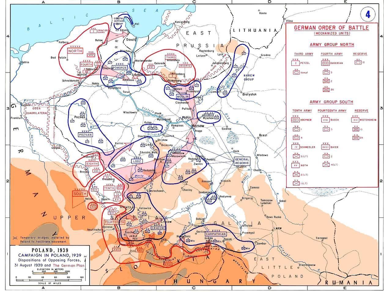 Rozmieszczenie oraz kierunki ataku niemieckich wojsk