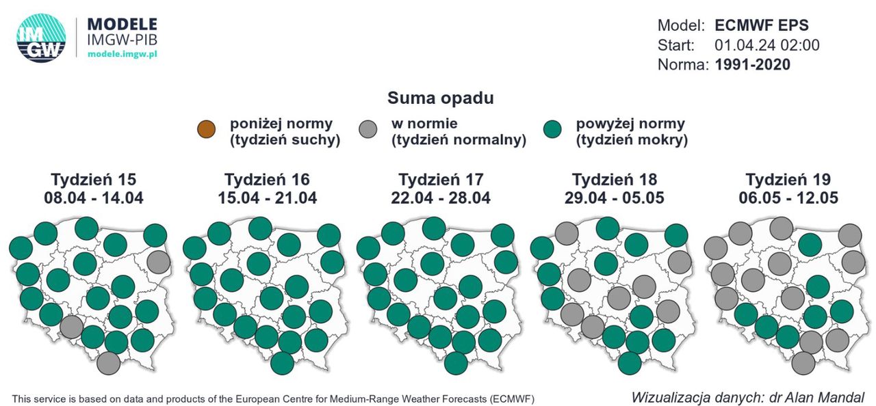 Majówka 2024. Prognoza opadów na nadchodzące tygodnie