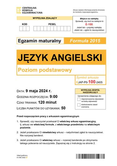 Arkusz CKE. Język angielski. Matura w starej formule 2015