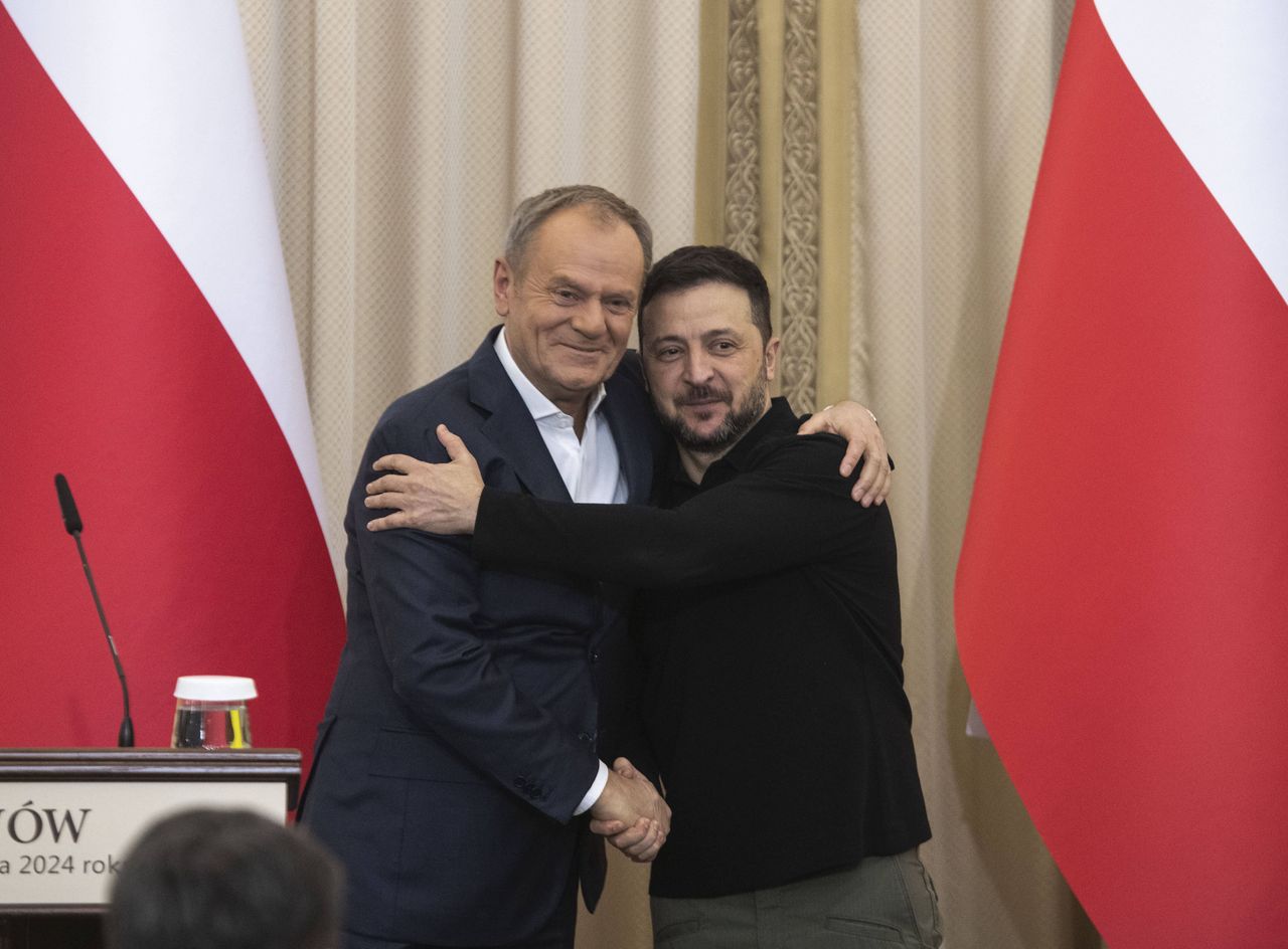 Premier Donald Tusk i prezydent Ukrainy Wołodymyr Zełenski podczas ostatniego spotkania we Lwowie