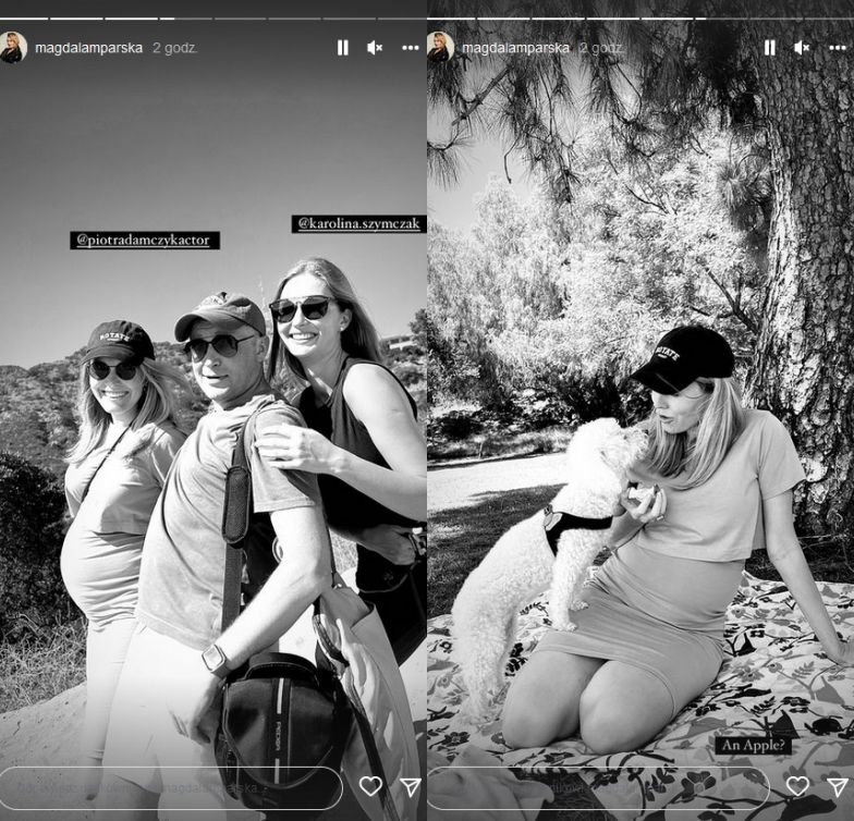 Magdalena Lamparska z Piotrem Adamczykiem i jego żoną w Los Angeles
