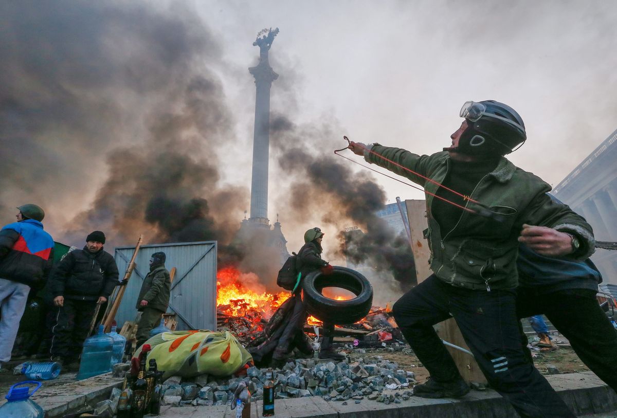 2014 rok. Rocznica wydarzeń na Majdanie w Kijowie