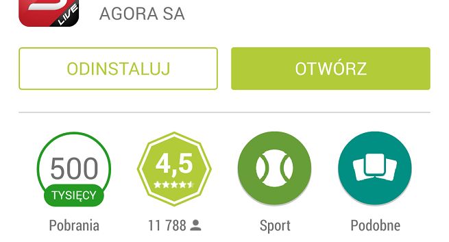Aplikacja Sport.pl Live z pół milionem pobrań z Google Play