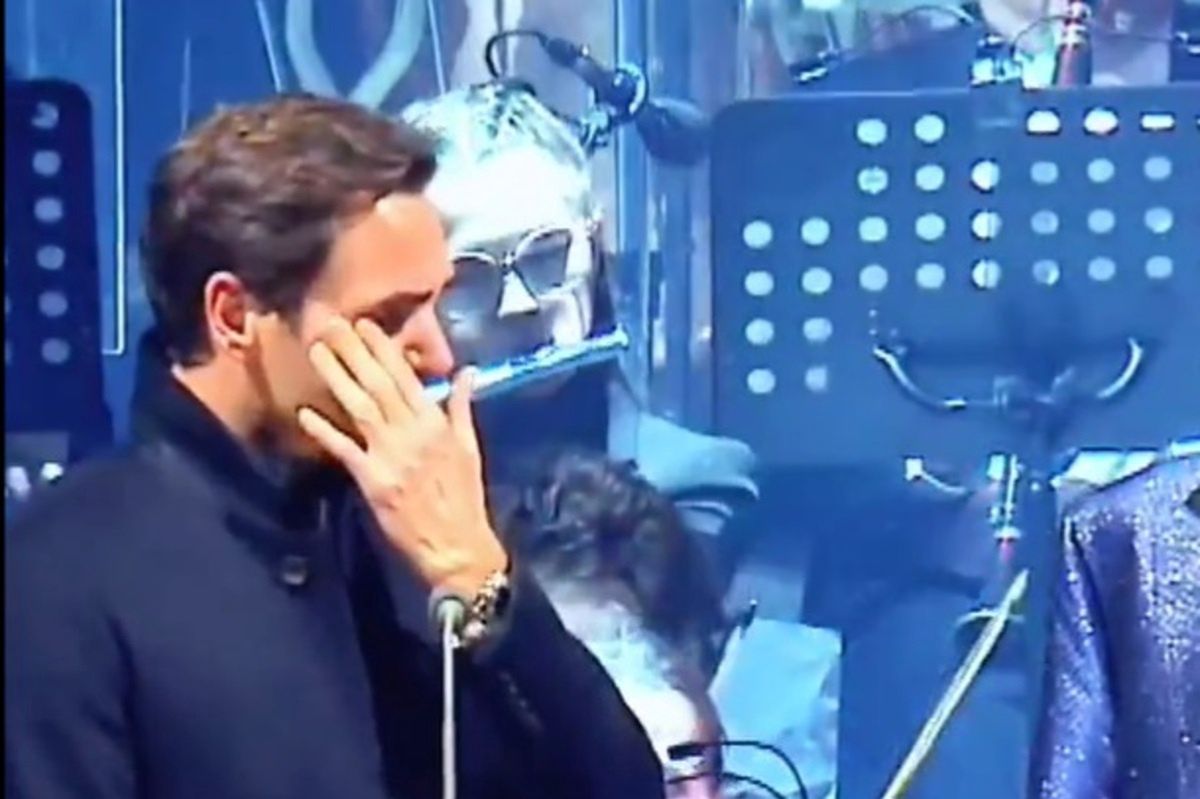 Roger Federer at Andrea Bocelli's concert