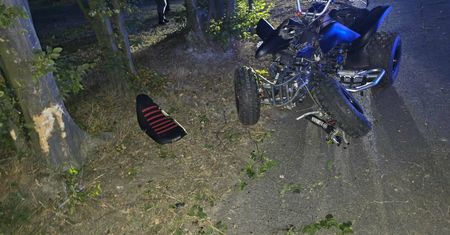 Marysin: Bez kasku pędził quadem lokalną drogą, rozbił się na drzewie. Ciężko rannego zabrał śmigłowiec LPR