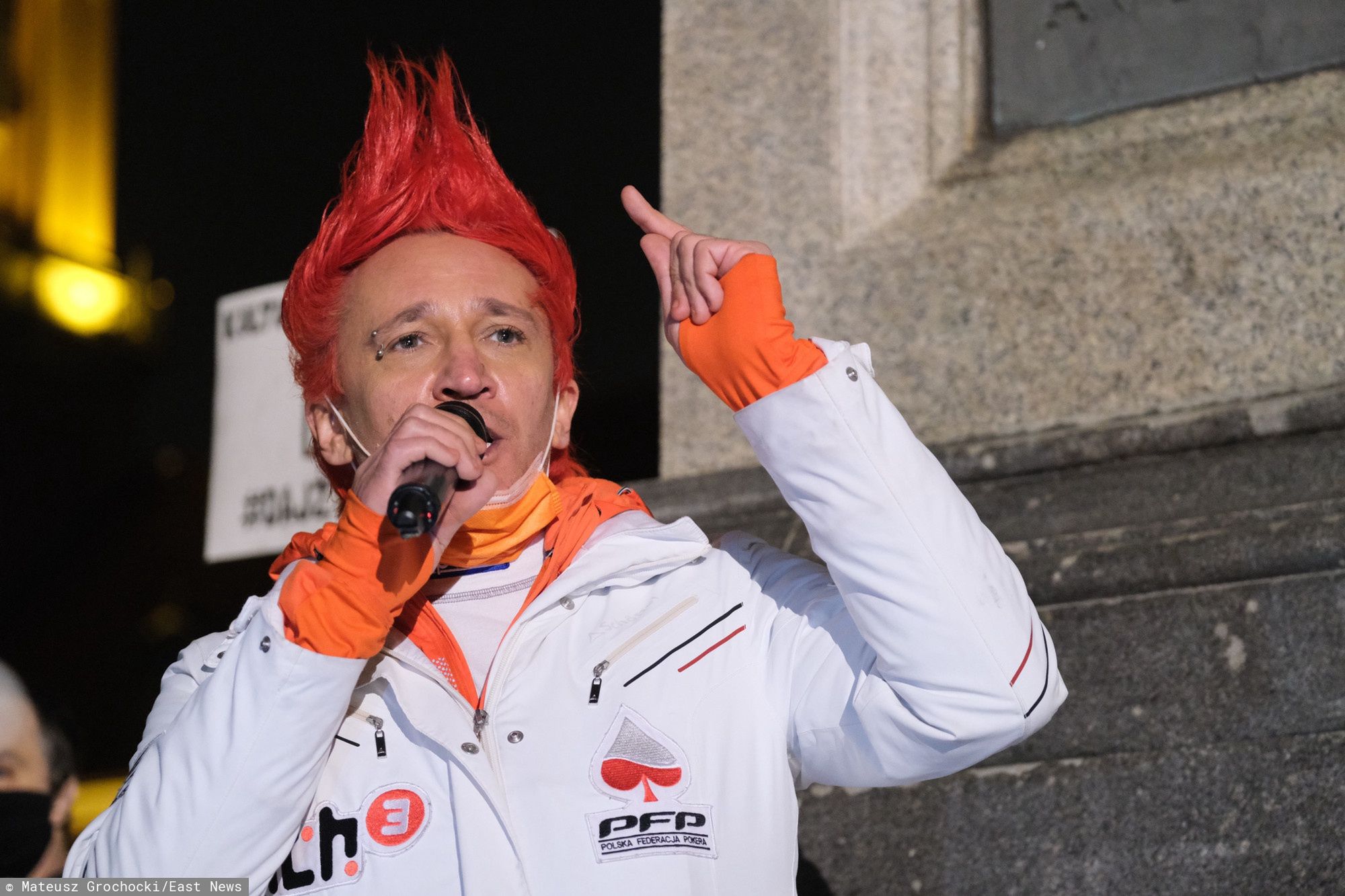 Michał Wiśniewski na proteście artystów