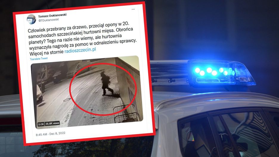 Człowiek-choinka w rękach policji