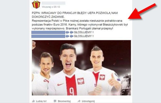 Na Facebooku grasuje nowy groźny wirus. Namawiając do głosowania ws powtórzenia meczu z Portugalią, kradnie dane