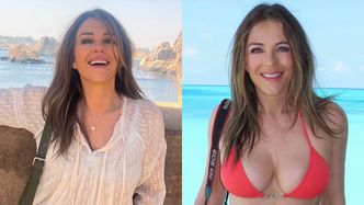 Elizabeth Hurley w bikini posyła uśmiechy na tle lazurowej wody. Dalibyście jej 60 lat? (FOTO)