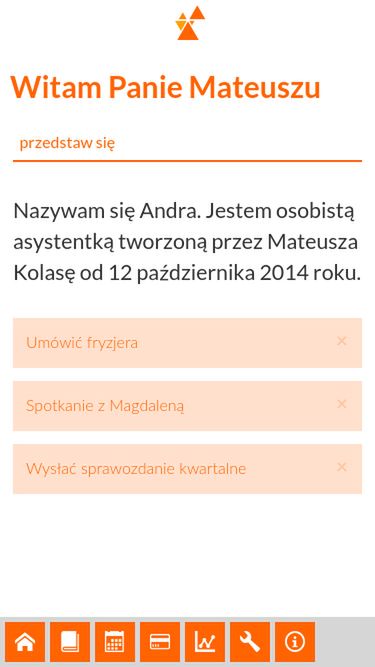 Zrzut ekranu z najnowszej wersji Andry