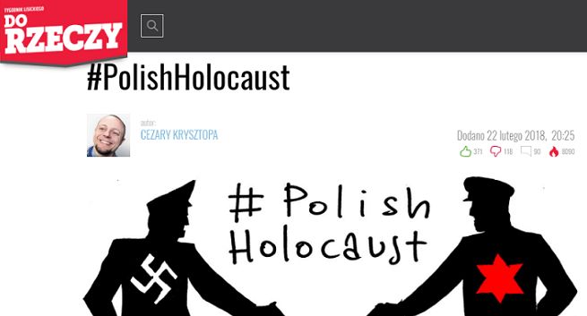 Cezary Krysztopa tłumaczy rysunek na DoRzeczy.pl z żydowskim NKWD-zistą zabijającym Polaka, PGE usunęło swoje logo