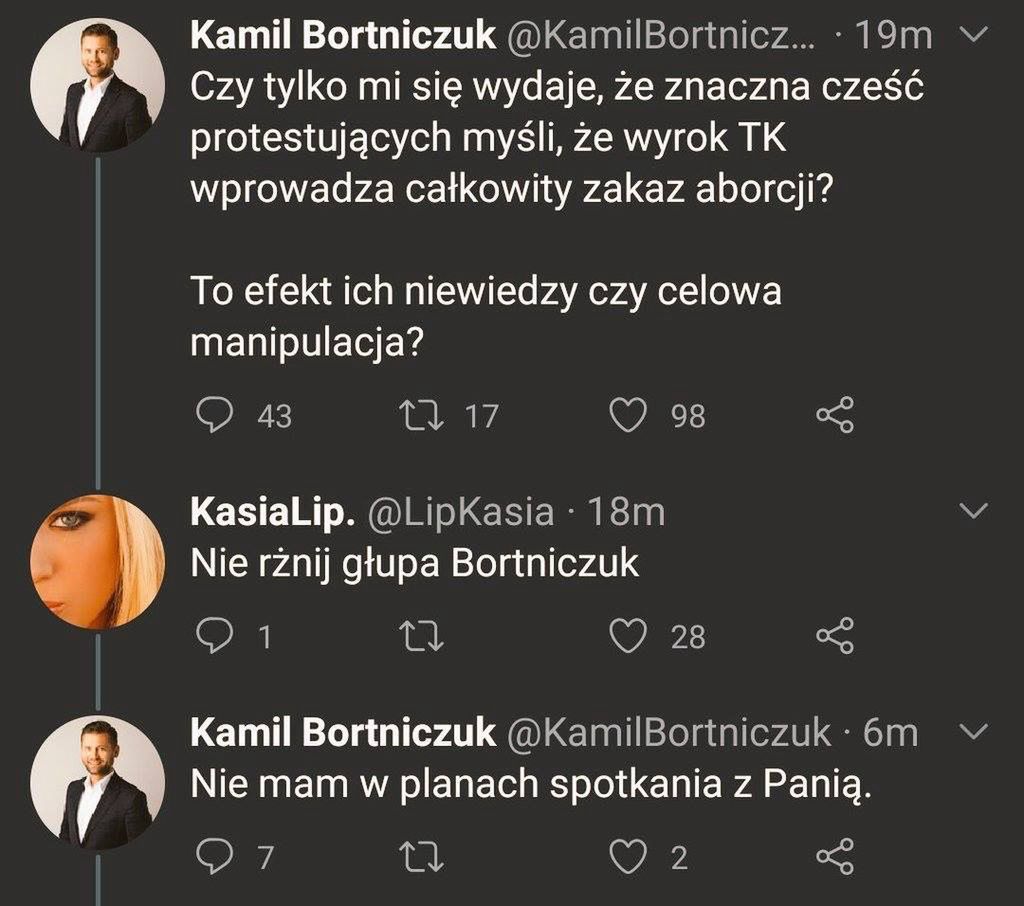 Aborcja. Kamil Bortniczuk musiał usunąć swój wpis