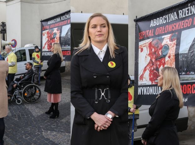 Dominika Figurska protestuje przed Ministerstwem Zdrowia: "Aborcja to ZABIJANIE DZIECI!" (ZDJĘCIA)