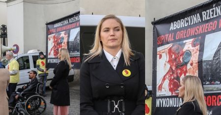 Dominika Figurska protestuje przed Ministerstwem Zdrowia: "Aborcja to ZABIJANIE DZIECI!" (ZDJĘCIA)
