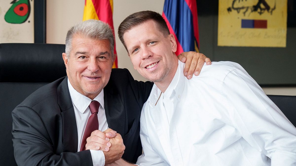 Zdjęcie okładkowe artykułu: Twitter / FC Barcelona / Na zdjęciu: Joan Laporta i Wojciech Szczęsny