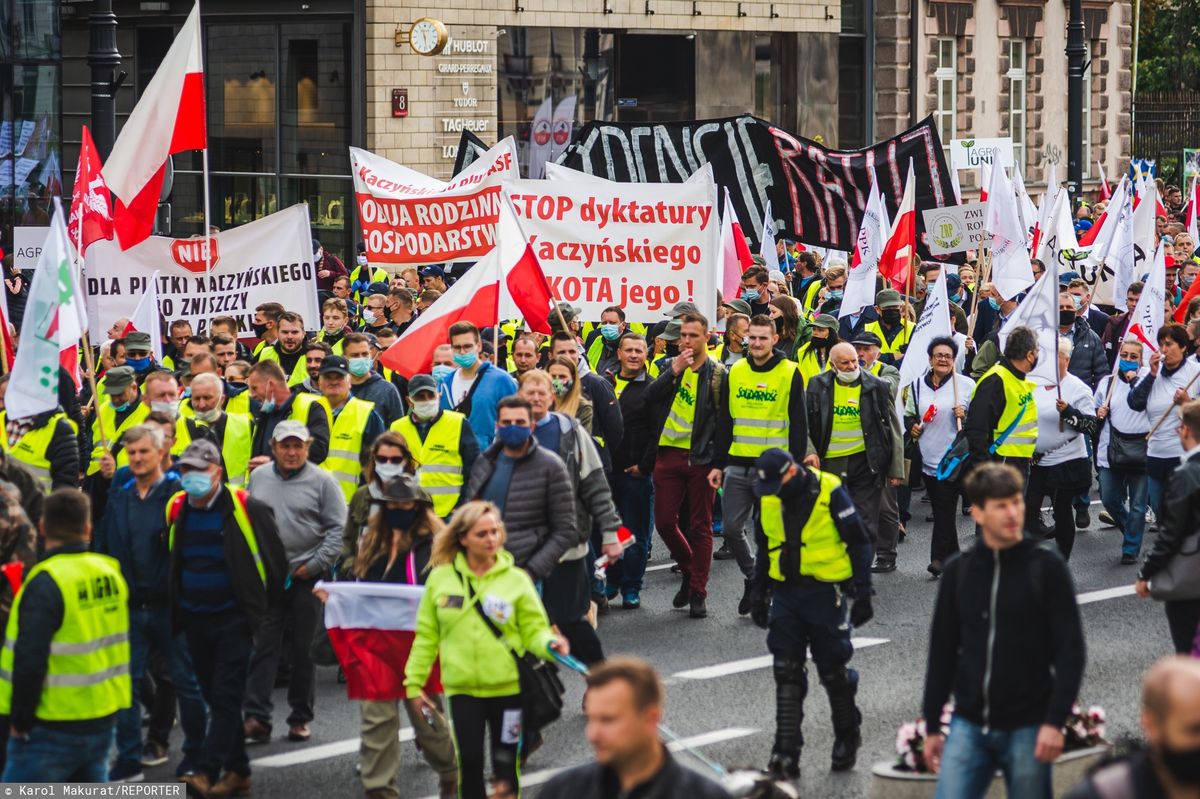 Protest rolników i hodowców w Warszawie przeciwko "Piątce dla zwierząt"