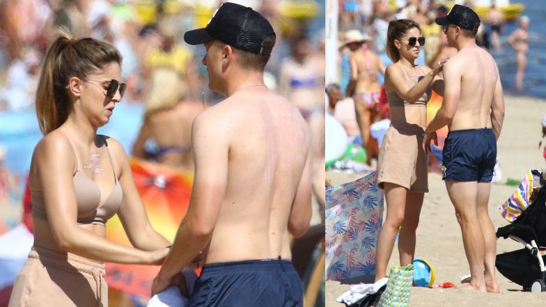 Piotr Zieliński nad polskim morzem z rodziną