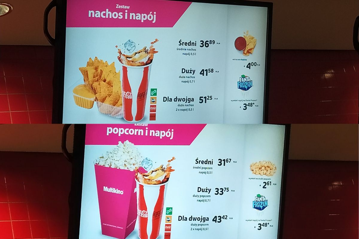 Ceny przekąsek w Multikinie