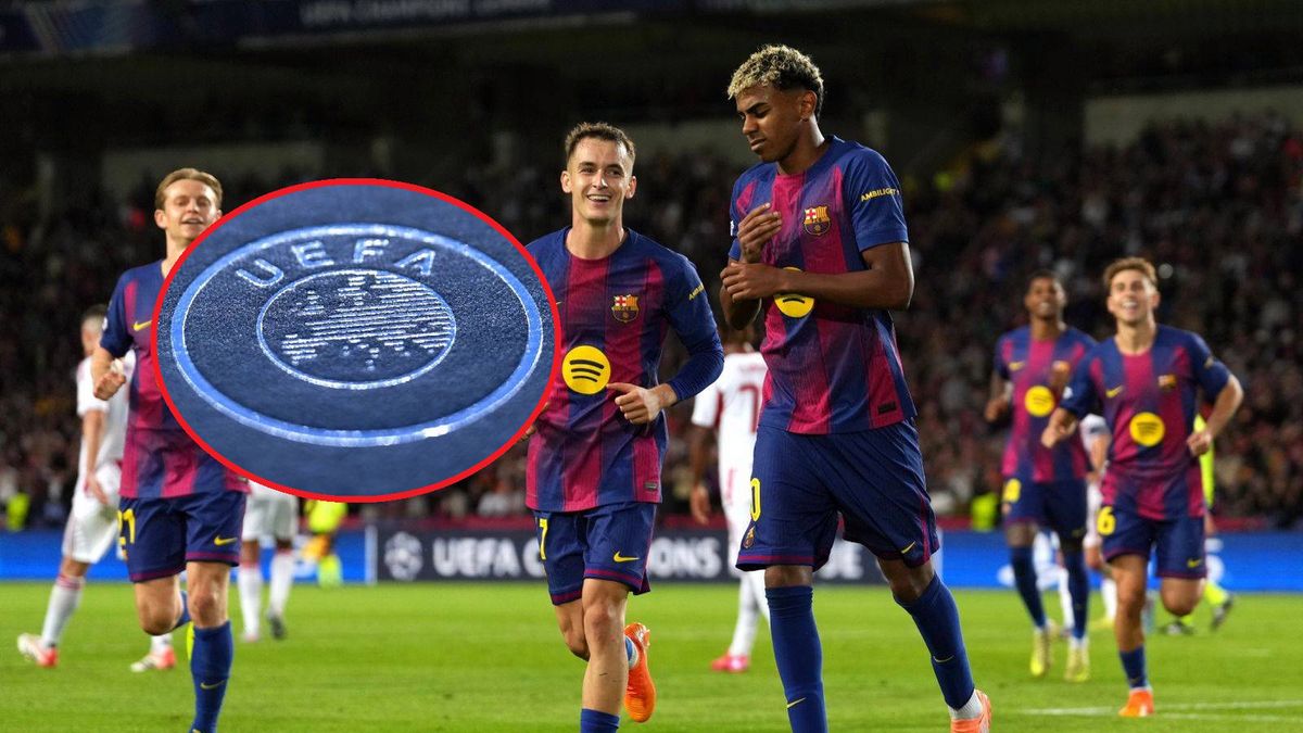 Getty Images / Alex Caparros/Getty Images/ Teresa Kroeger UEFA/UEFA via Getty Images / Na dużym zdjęciu FC Barcelona, na małym logo UEFA