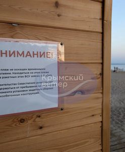 Ogłoszenia na plażach w Sewastopolu. "Uwaga! Nie ma schronu"