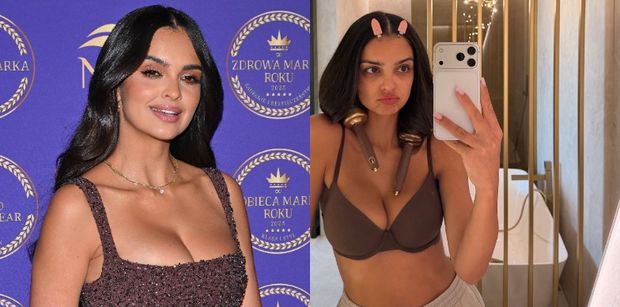 Naturalna Klaudia El Dursi w samym staniku pozuje przed lustrem. "Zaspałam" (FOTO)