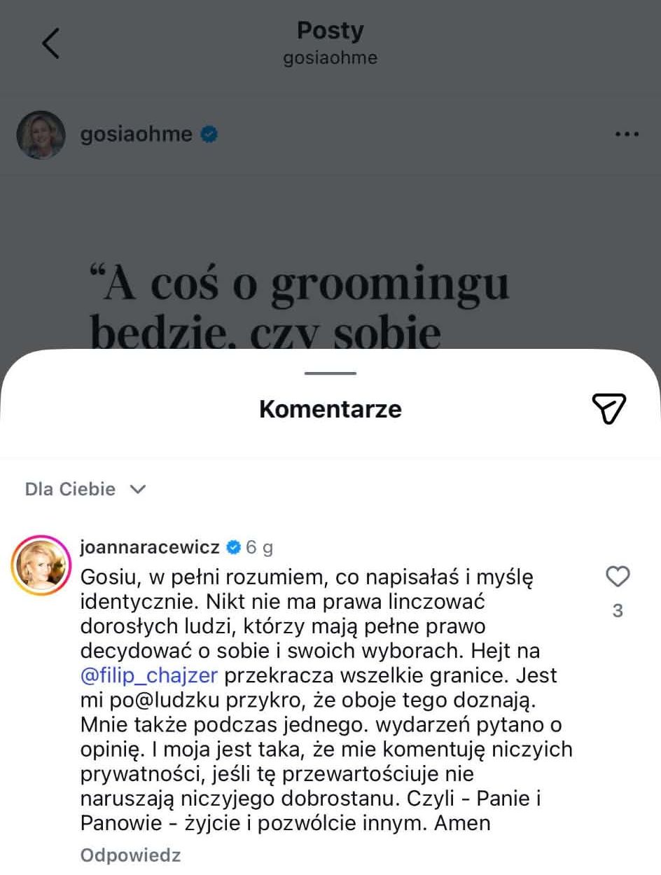 Joanna Racewicz zabrała głos ws. związku Filipa Chajzera