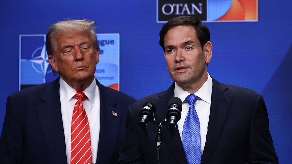 76th NATO Summit In The Hague
.S. President Donald Trump and U.S. Secretary of State Marco Rubio attend a press conference during the 76th NATO Summit in the World Forum in The Hague, Netherlands on June 25th, 2025.  (Photo by Beata Zawrzel/NurPhoto via Getty Images)
NurPhoto
nato member countries, international event, international relations, defense, global politics, holland, 76th nato summit, june 25th, us, world forum, foreign policy, political leaders, diplomatic meeting, european relations, marco rubio, international summit, donald trump, u.s. secretary of state, hague, u.s. foreign relations, otan, beata zawrzel, political conference, nurphoto, political agenda., transatlantic alliance, atlantic, hayg, global security, u.s. president, potus, international cooperation, international diplomacy, summit