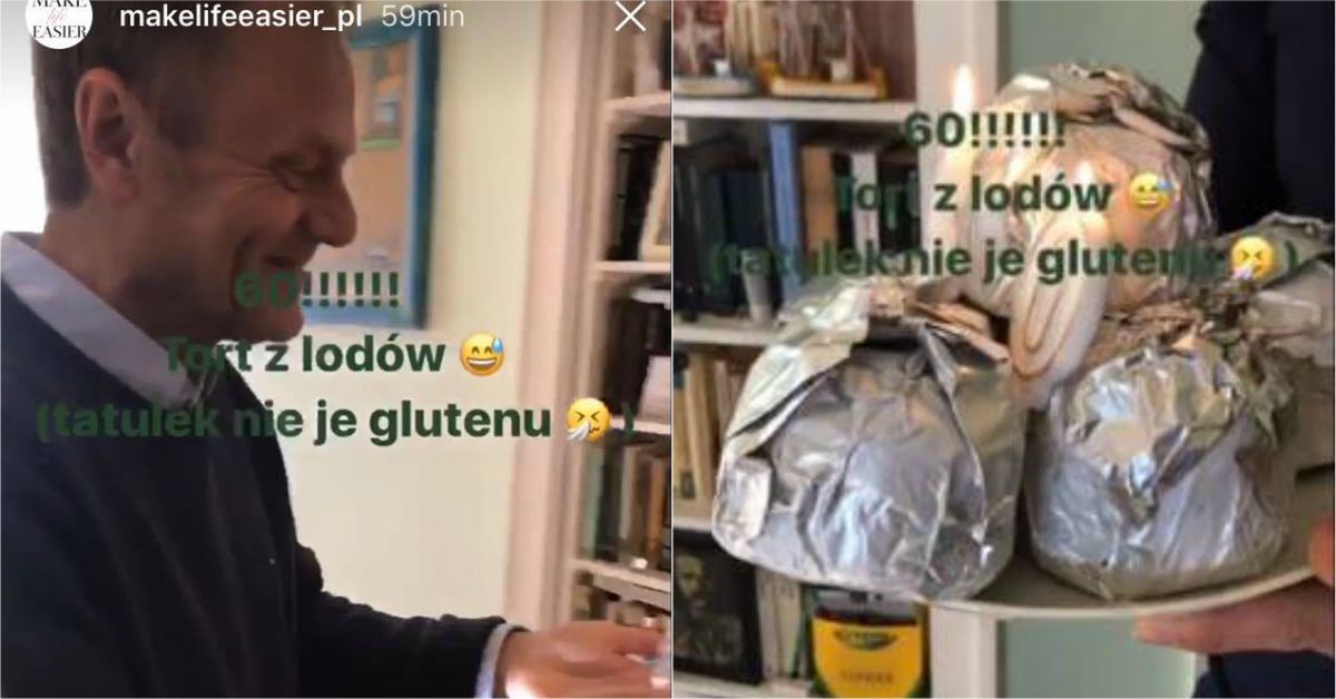 Donald Tusk dostał nietypowy tort na urodziny. Polityk nie ukrywał radości