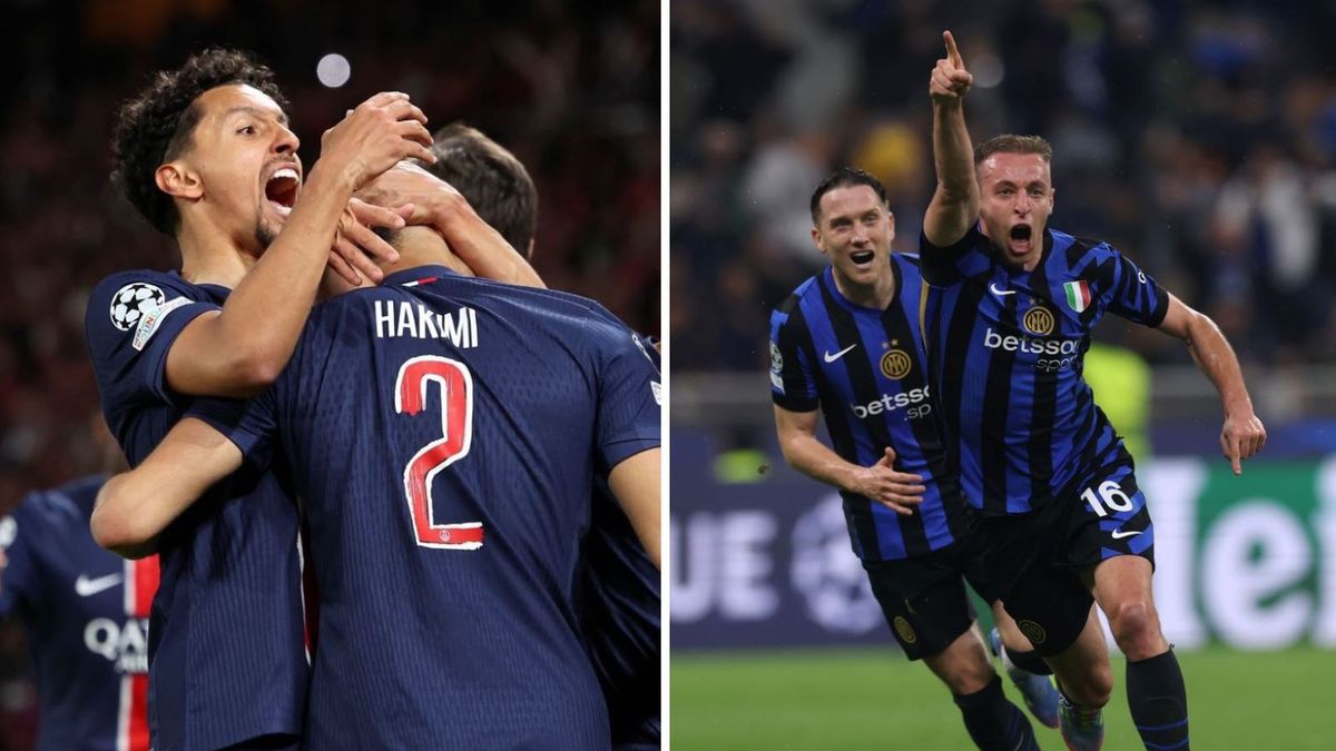 Getty Images / Rico Brouwer/Soccrates/ Carl Recine / Na zdjęciu: radość piłkarzy PSG (L) i Interu Mediolan (P)