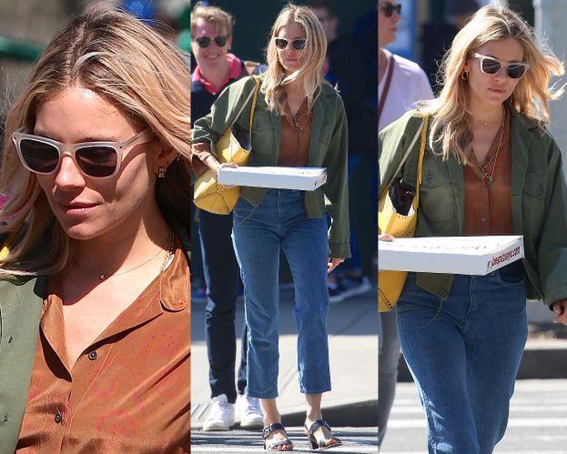 Wygłodniała Sienna Miller zabrała pizzę na spacer