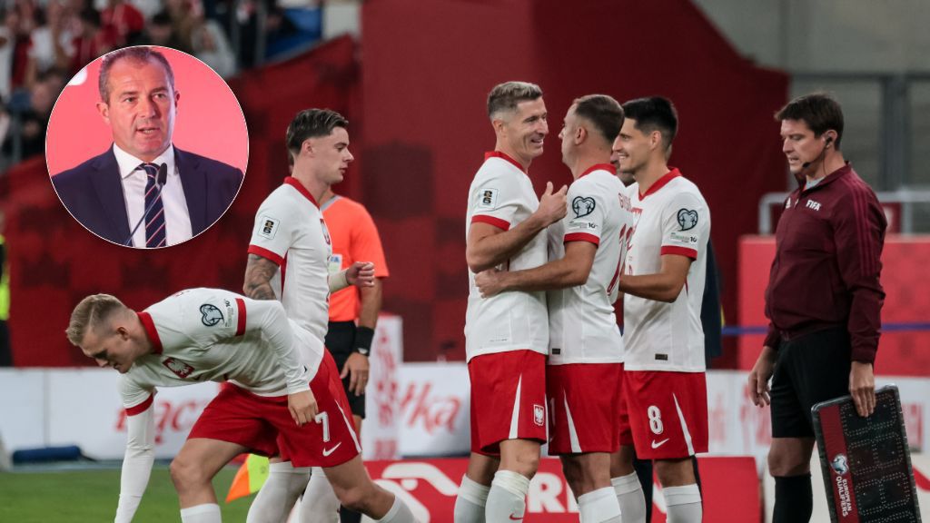 Getty Images / Dominika Zarzycka / NurPhoto / X / Marek Koźmiński / Reprezentanci Polski oraz Marek Koźmiński (w kółku)