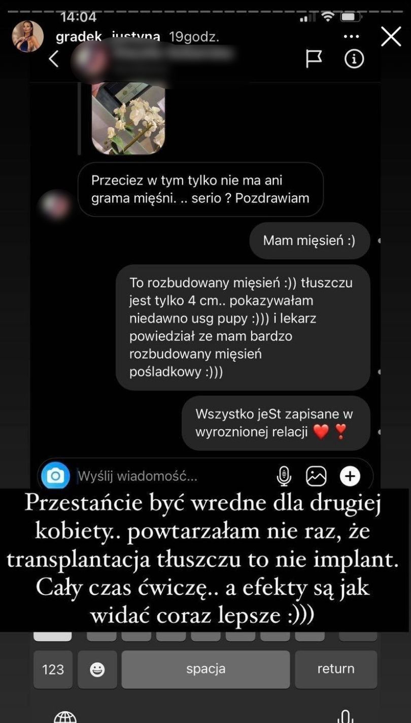 Justyna Gradek broni kształtnych pośladków