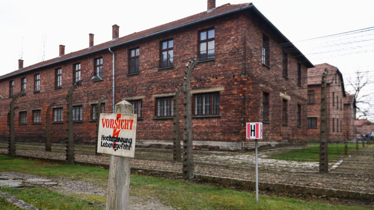 Blocks at the former Nazi German Auschwitz I concentration and extermination camp at Memorial and Museum Auschwitz-Birkenau in Oswiecim, Poland on April 18, 2023.  (Photo by Beata Zawrzel/NurPhoto via Getty Images)