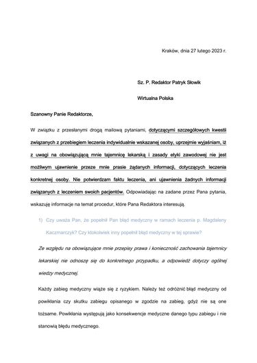 Odpowiedzi prof. Kazimierza Pityńskiego na pytania Wirtualnej Polski