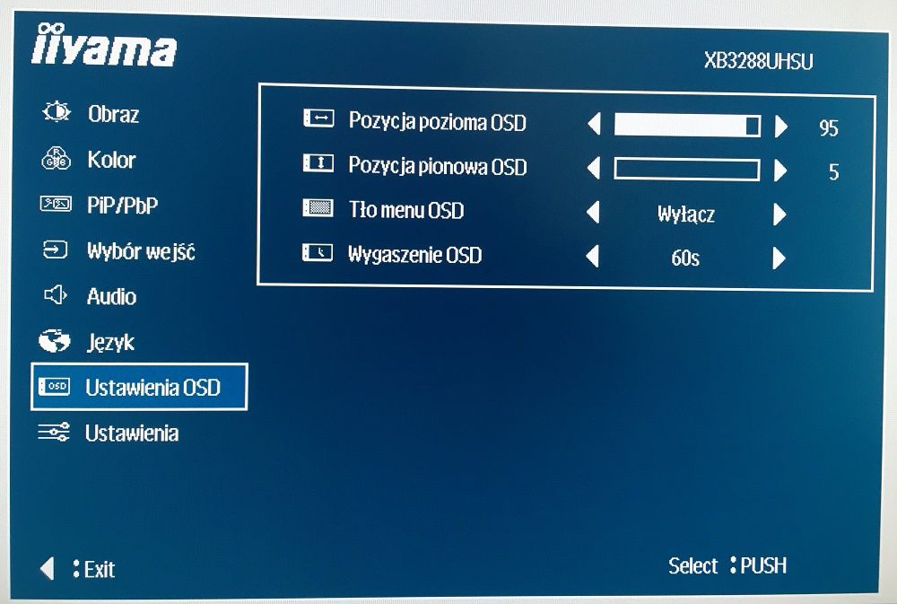 Iiyama XB3288UHSU - OSD