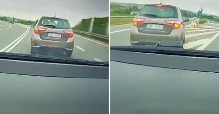 Niebezpieczna sytuacja na S12. Kierowca toyoty wjechał na ekspresówkę pod prąd. Wszystko nagrał inny kierowca