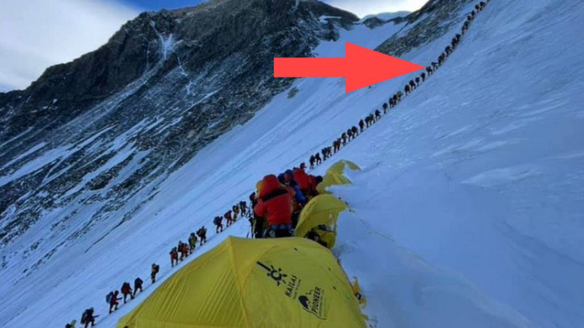 Kolejka wspinaczy na Everest