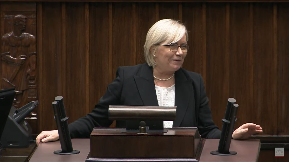 Julia Przyłębska w trakcie wystąpienia w Sejmie